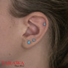 Lot de trois piercing oreille acier avec opale turquoise - Tarawa.com
