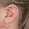 Piercing oreille acier couleur coeur strass