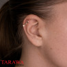 Piercing oreille Triple étoiles acier couleur or rose
