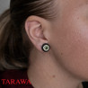 Piercing oreille faux plug noir logo feuille verte - Tarawa piercing