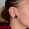 Piercing oreille faux plug noir logo cerise - Tarawa piercing
