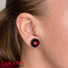 Piercing oreille faux plug noir logo étoile rouge - Tarawa piercing