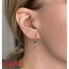 Boucle d’oreille pendante plaqué or pierre verte – Vendu à l’unité