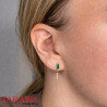 Boucle d’oreille en plaqué or avec zirconium émeraude - à l'unité