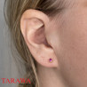 Boucle d’Oreille en Plaqué Or avec Zircon Rose Fuchsia – Vendue à l’unité
