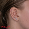 Piercing oreille noir cristal rond  blanc irisé - Tarawa Piercing