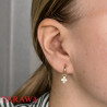 Boucles d'oreilles créoles croix 5 CZ pendante