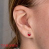 Boucles d'oreilles pomme rouge en argent