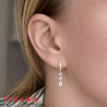 Boucles d'oreilles petites créoles 3 strass pendant