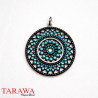 Pendentif rond en Argent 925 sertis de strass turquoise