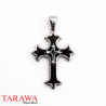 Pendentif croix médiéval acier noir - Tarawa.com