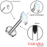 Piercing labret en titane avec opale blanche synthétique