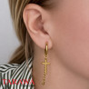 Boucles d'oreilles créoles doré avec croix et chaîne