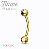 Piercing arcade en titane doré bille cristal blanc - Tarawa.com