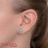 Boucles d'oreilles plaqué or ronde strass turquoise