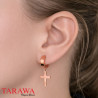 Boucles d'oreilles croix acier or rose
