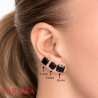 Boucles oreille acier noir carré cristal