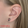Boucle d'oreille acier Skull yeux rouge - Tarawa.com