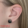 Boucle d'oreille onyx et acier tribal - Tarawa bijoux