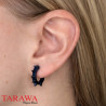 Boucles d'Oreille anneau à clip en acier chirurgical bleu  - Tarawa.com