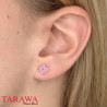 Boucle d'oreille acier multi cristaux rose - Piercing Tarawa.com