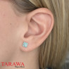 Boucle d'oreille acier multi cristaux turquoise - Piercing neverdie.com