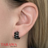 Boucles d'oreille anneaux noir rayure acier - Tarawa.com
