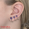 Boucle d'oreille acier chirurgical Violet- tarawa.com cristal Carré