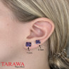 Boucle d'oreille acier chirurgical Violet- tarawa.com cristal Carré