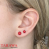 Boucle d'oreille femme boule cristal rouge- Piercing Tarawa.com