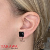 Boucle d'Oreille en acier chirurgical cristal Carré noir - tarawa.com