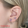 Boucle d'oreille acier chirurgical rose - Tarawa.com cristal Carré