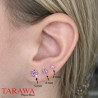 Boucle d'oreille acier chirurgical rose - Tarawa.com cristal Carré