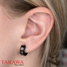 Boucle d'oreille anneau noir motif croix - Tarawa.com