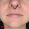 Faux piercing septum en acier chirurgical noir 3 CZ