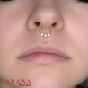Faux piercing septum en acier chirurgical doré 3 CZ