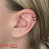 Faux piercing oreille double anneau acier noir - faux piercing