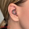 Piercing anneau en titane floral CZ et perle noir