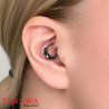Piercing anneau en acier perlé avec un strass noir