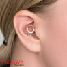 Piercing anneau en titane floral CZ et perle or rose