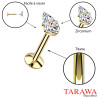 Piercing Labret Titane Doré – Goutte de Zirconium 3x5 mm (Filetage Interne)