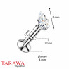 Piercing Labret Titane – Goutte de Zirconium Colorée (Filetage Américain)