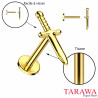 Piercing labret dague en titane doré