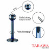 Piercing labret bille multi strass bleu