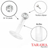 Piercing labret or blanc 14k cristal serti clos de 2mm