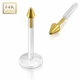 Piercing labret tragus pointe or 14 carat tige bio-plast