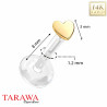 Piercing labret coeur or 14 carat tige bio-plast