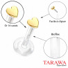 Piercing labret coeur or 14 carat tige bio-plast