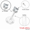Piercing labret or blanc CZ carrée 2mm