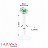 Piercing labret bioflex logo feuille de cannabis- Tarawa piercing